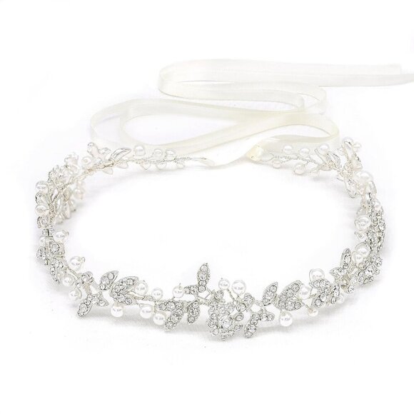 Bridal Crystal Pearl Headband Bohemian Wedding Hair Accessories for Bride